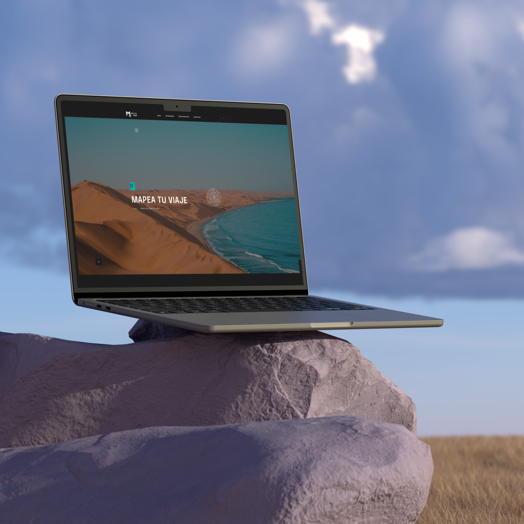 Laptop with the web design created by Wittierra Design from Barcelona, showing a panoramic view.
