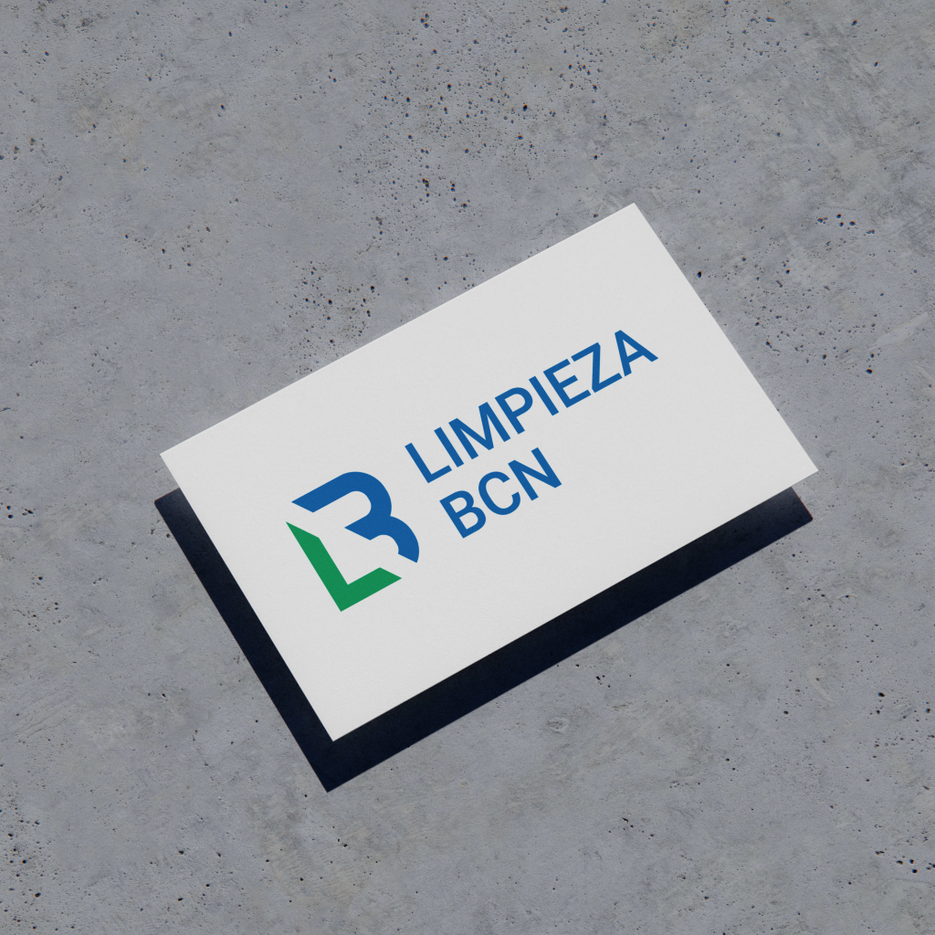 Close-up of a business card of Limpieza BCN created and designed by Wittierra Design.
