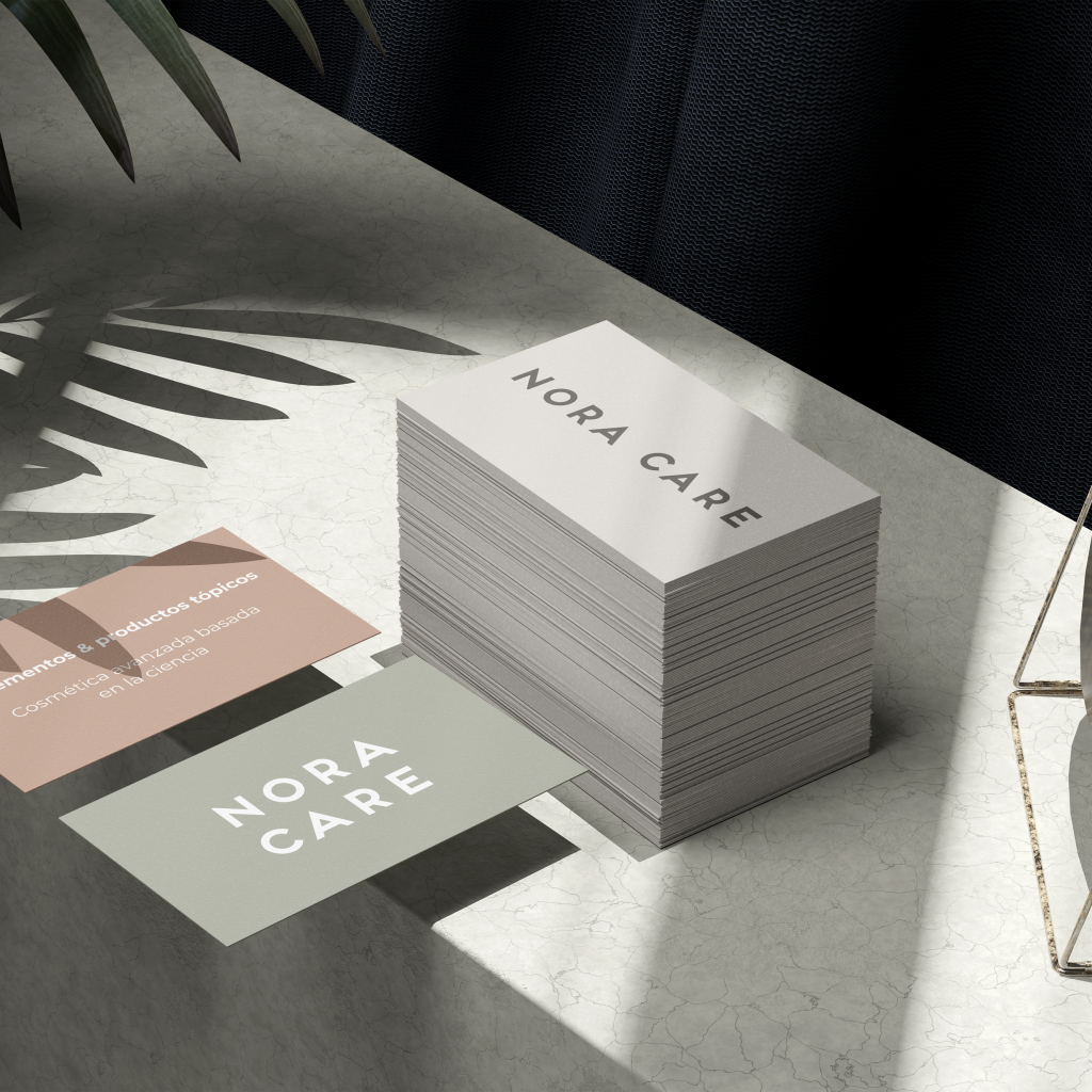 Business cards for Nora Care created and designed by Wittierra Design in Barcelona.