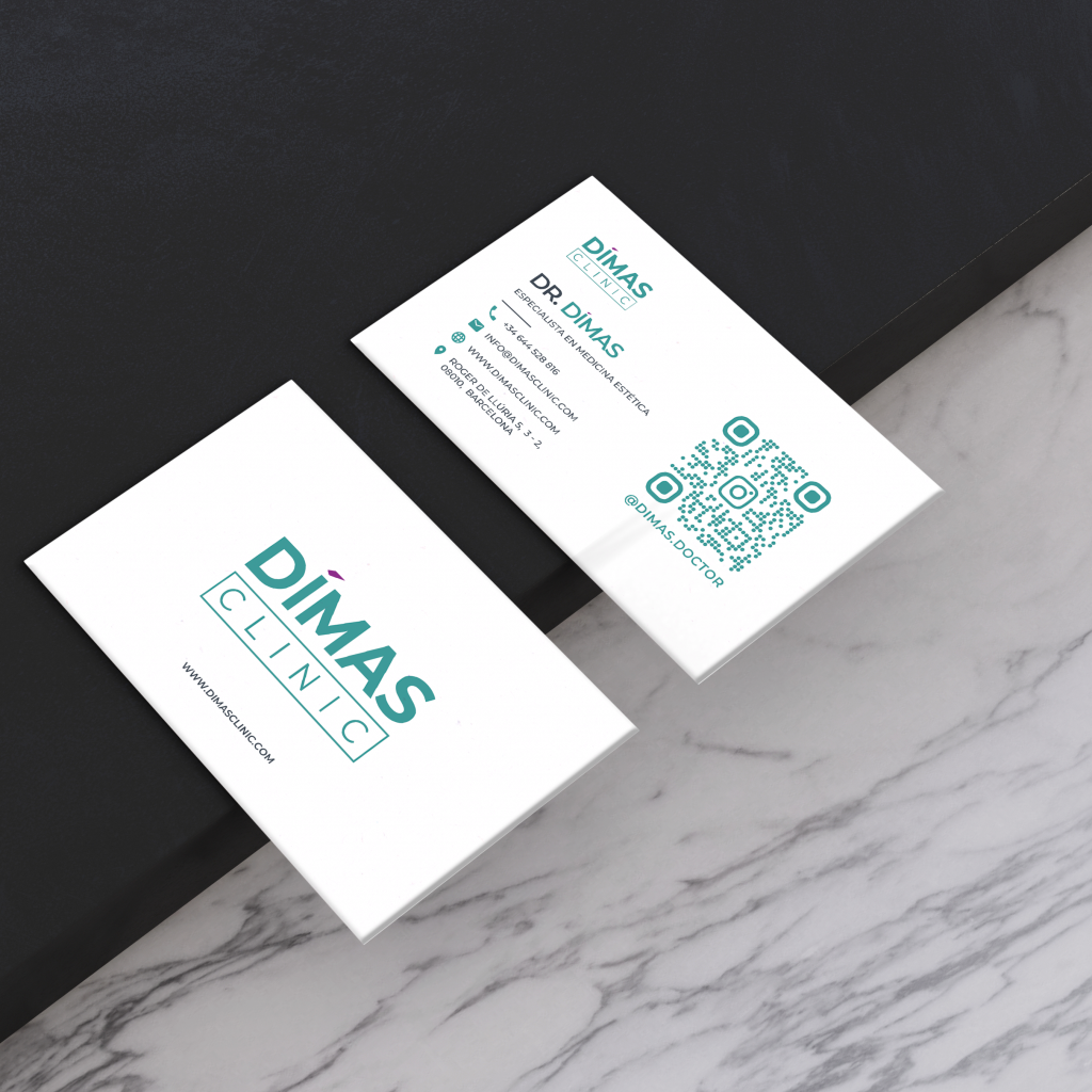Dimas Clinic business cards created and designed by Wittierra Design in Barcelona.