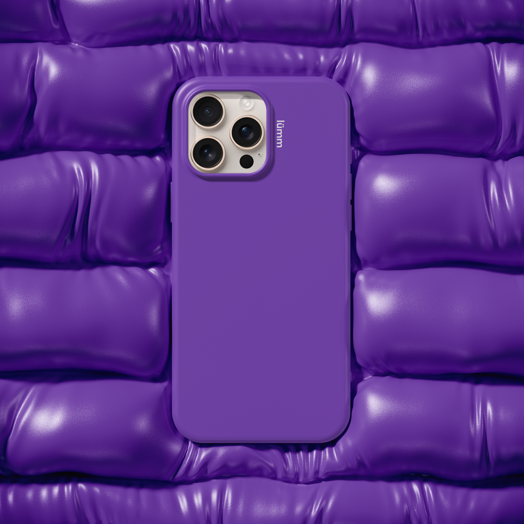 Lilac mobile phone case that blends in with the background of the same color. Image created by Wittierra Design