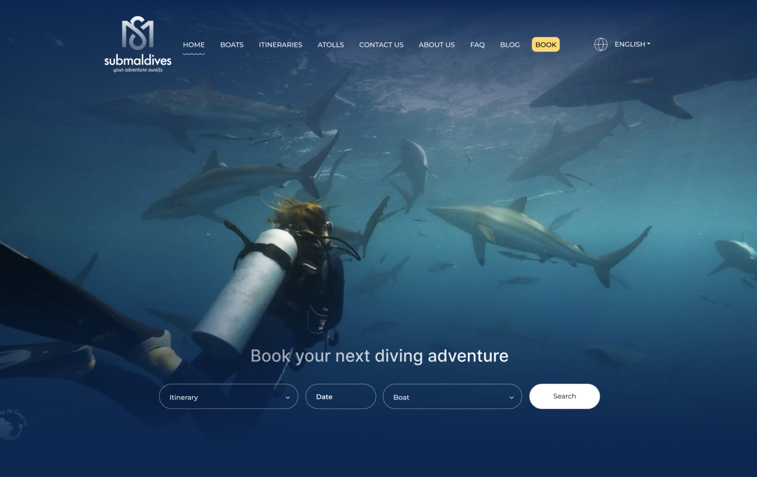 Comparativa de rediseño web para Submaldives: antes y después de la intervención de Wittierra Design.
