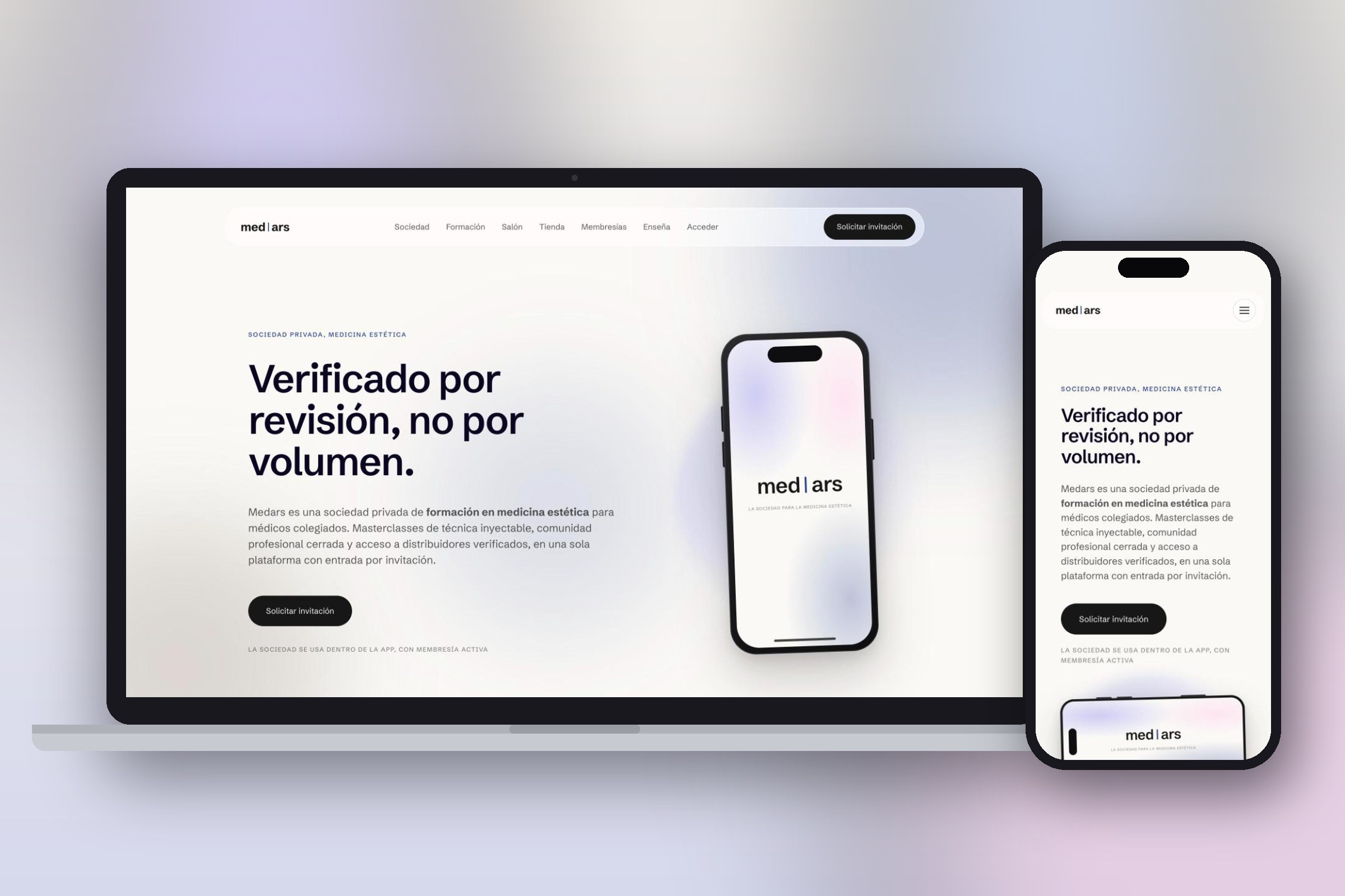 Sitio web de Med Ars en portátil y móvil, diseño de Wittierra Design
