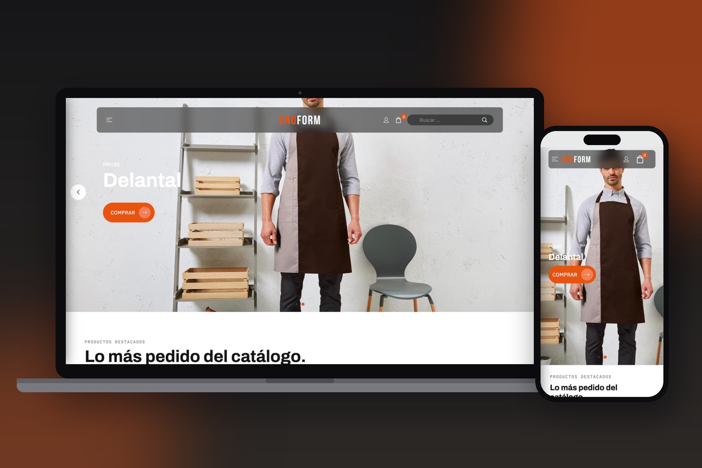 Tienda online de Unoform en portátil y móvil, diseño de Wittierra Design
